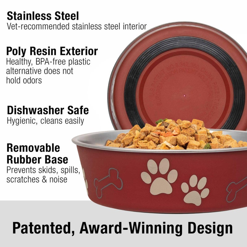 Loving Pets Bella Dog Bowls- Stainless Steel Dog & Cat Bowls - Spill Proof Dog Food Bowl, Cat Bowl, Puppy Essentials & Pet Supplies Great for Home & Travel (Small 10-20 lbs, Merlot) - Image 2